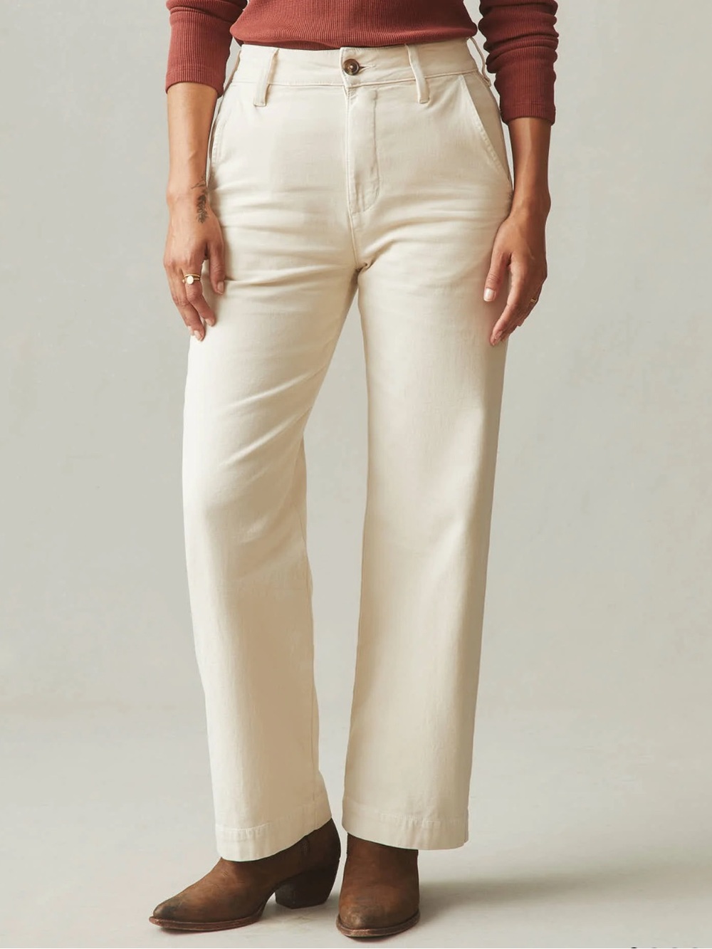 NWOT American Giant Creme Brûlée Cream Wide Leg Pant in Size 10